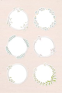 Leafy doodle journal sticker design element set vector