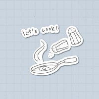 Fresh cooked fried egg on a pan sticker vector