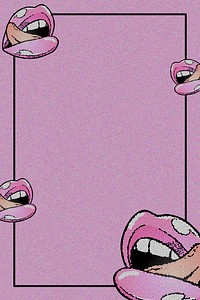 Pink lips on rectangle frame design resource