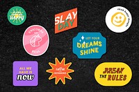 Retro text sticker colorful vector set