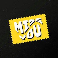 Vector miss you word colorful vintage badge sticker