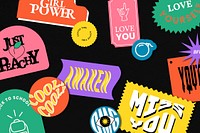 Vintage word sticker pattern background 