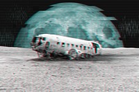 Abandoned airplane on the moon