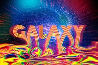 Yellow melting galaxy typography on a starry galaxy background design 