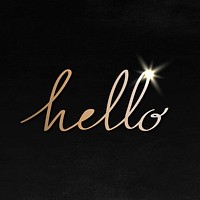 Hello golden doodle typography on a black background design resource vector