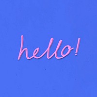 Pink hello doodle typography on a blue background vector