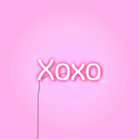 Pink xoxo neon word vector
