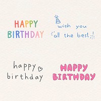 Set of happy birthday typography vector