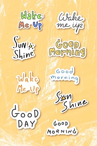 Set of good morning word on yellow background vector