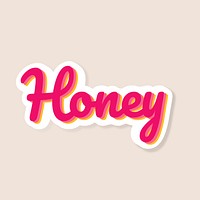 Pink honey typography sticker vector