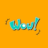 Doodle mint green Wow word on an orange background vector