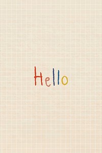 Colorful hello greetings typography on a grid background vector 