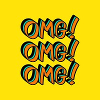 OMG typography illustrated on a yellow background vector 