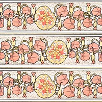 Art nouveau nasturtium flower pattern background vector