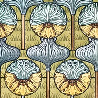 Art nouveau crown imperial flower pattern background vector