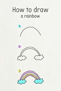 How to draw a rainbow doodle tutorial vector