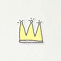 Doodle crown journal sticker with a white border on a beige background vector