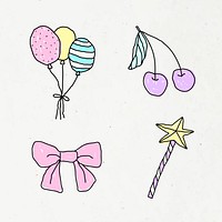 Cute pastel doodle style design element set on a beige background vector