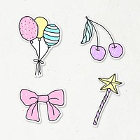 Cute pastel doodle sticker with a white border set on a beige background vector