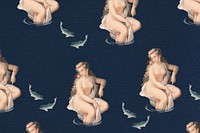 Psd female nude art black pattern background