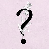 Vector question mark symbol botanical vintage typography