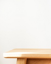 White wall with wooden table product background