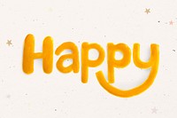 Oil paint happy yellow word typography script