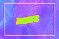 Neon frame psd purple holographic background plastic texture