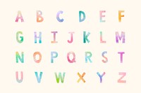 Watercolor abc set pastel lettering 