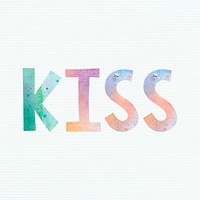 Psd pastel kiss word typography