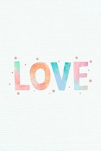 Psd pastel love word typography