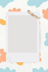 Instant camera frame vector flower doodle floral background