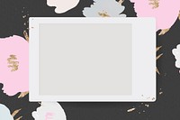 Instant camera frame vector flower doodle floral background