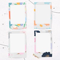 Psd flower decorated instant camera frame set