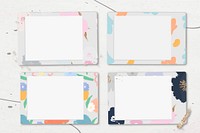 Vector flower decorated instant camera frame set