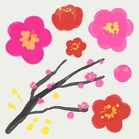 Cherry blossom flower vector floral elements