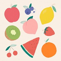 Vector mixed fruit illustration set