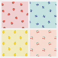 Vector fruit pattern pastel background set
