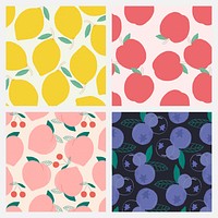 Vector fruit pattern pastel background set