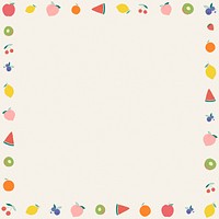 Vector colorful fruits border beige background