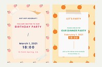 Vector invitation card fruit pattern border background set