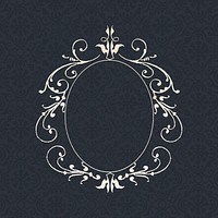 Oval filigree frame border vector