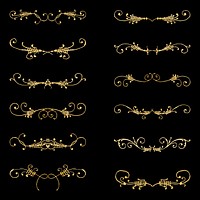 Gold vintage divider vector set, remix from The Model Book of Calligraphy Joris Hoefnagel and Georg Bocskay