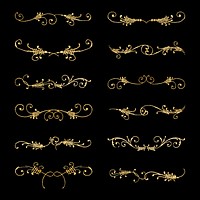 Vector gold vintage divider set, remix from The Model Book of Calligraphy Joris Hoefnagel and Georg Bocskay