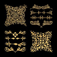 Gold vintage Victorian divider vector set, remix from The Model Book of Calligraphy Joris Hoefnagel and Georg Bocskay
