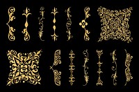 Victorian gold vintage divider vector set, remix from The Model Book of Calligraphy Joris Hoefnagel and Georg Bocskay