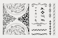 Vintage divider ornamental vector set, remix from The Model Book of Calligraphy Joris Hoefnagel and Georg Bocskay