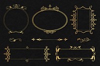 Vintage Victorian frame border vector ornament collection, remix from The Model Book of Calligraphy Joris Hoefnagel and Georg Bocskay