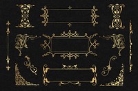 Vintage Victorian frame border vector ornament collection, remix from The Model Book of Calligraphy Joris Hoefnagel and Georg Bocskay