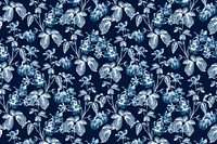 Vector blue botanical pattern vintage background